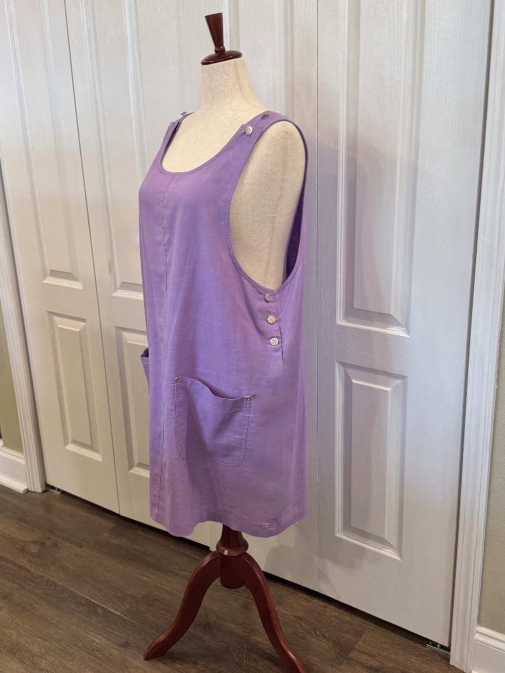 NWOT, Woman’s Size 1X Linen-Cotton Blend Pinafore Jumper Dress by Denim & Co.